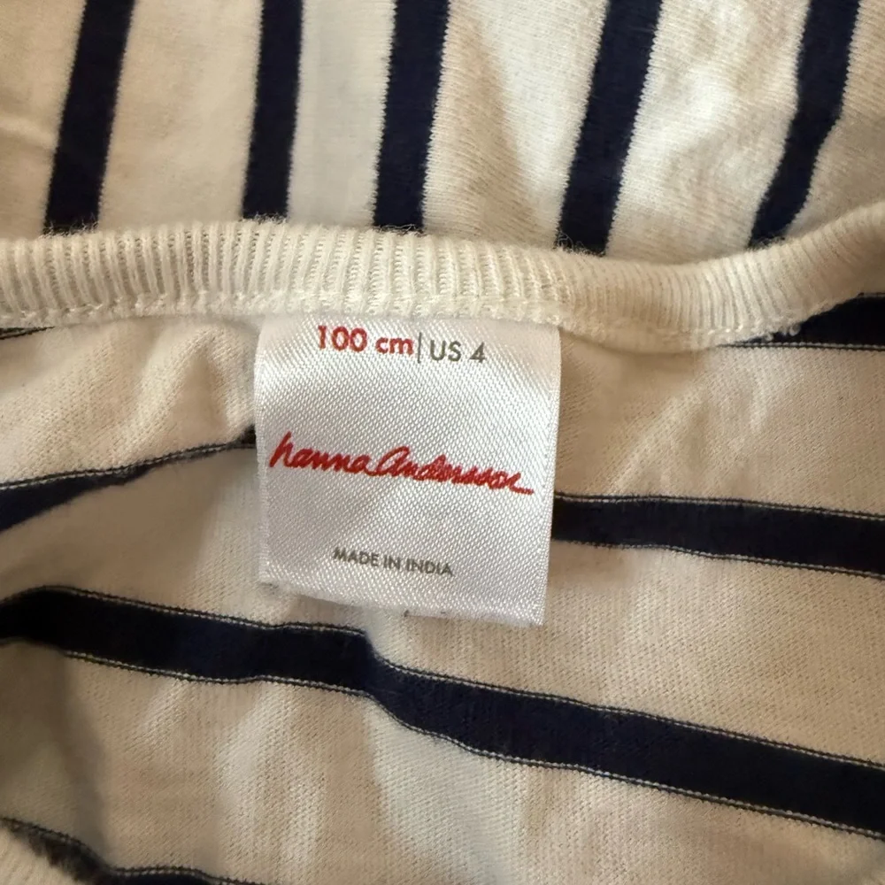 Hanna Andersson Striped Navy and White Kids Dress
